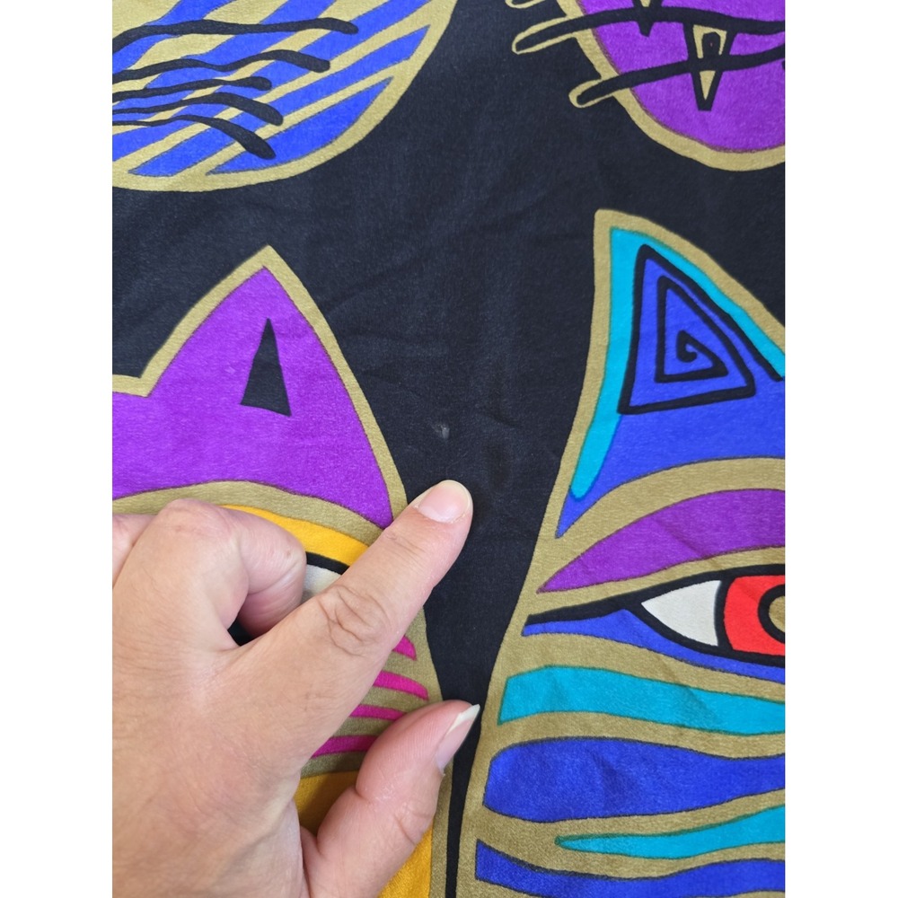 Laurel Burch Whimsical Kitty Cats Faces Feline Scarf Square 34" - Picture 9 of 9